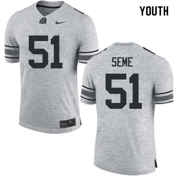 Ohio State Buckeyes #51 Nick Seme Youth College Jersey Gray